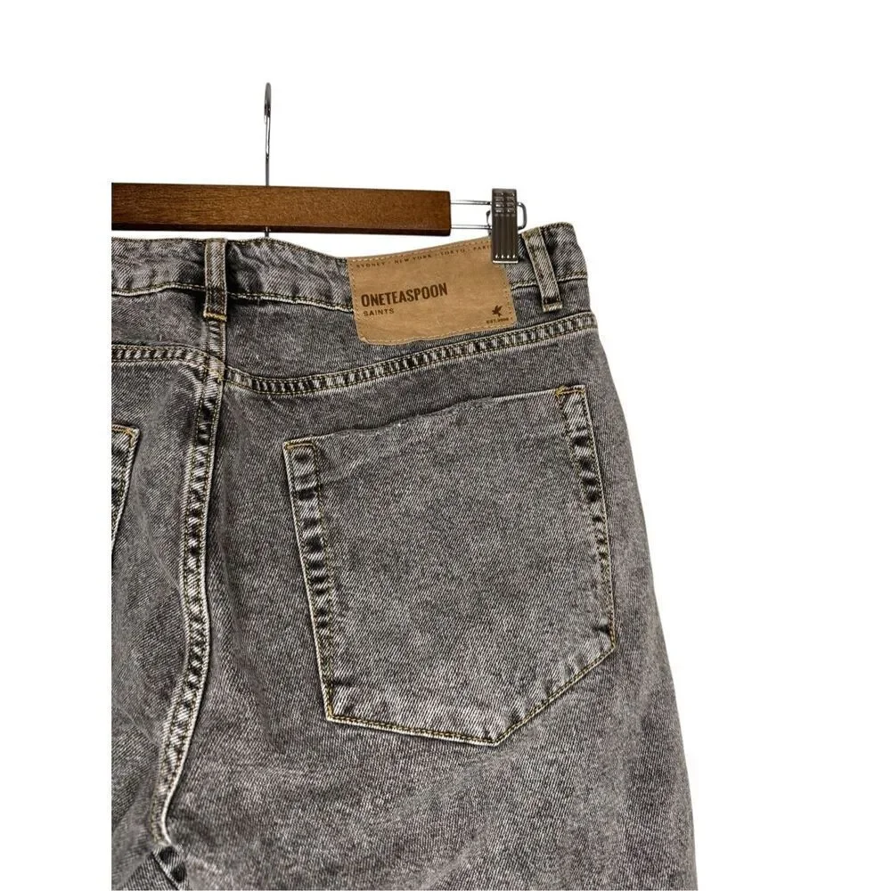 One Teaspoon Barrel Distressed‎ Button Fly Jeans Faded Black Size 29